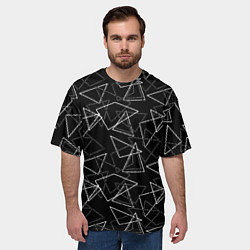 Футболка оверсайз мужская Черно-белый геометрический, цвет: 3D-принт — фото 2