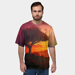 Футболка оверсайз мужская СОЛНЦЕ НАД АФРИКОЙ, цвет: 3D-принт — фото 2