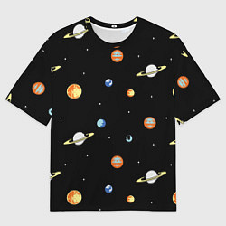 Футболка оверсайз мужская Планеты в космосе, цвет: 3D-принт