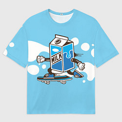 Футболка оверсайз мужская Пачка молока на скейте, цвет: 3D-принт