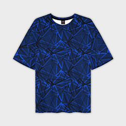 Мужская футболка оверсайз Черно-синий геометрический