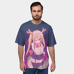 Футболка оверсайз мужская Тору дракон-горничная, цвет: 3D-принт — фото 2