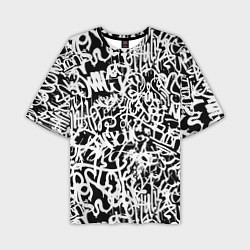 Футболка оверсайз мужская Graffiti white on black, цвет: 3D-принт