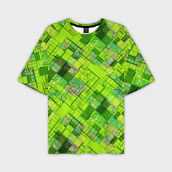 Мужская футболка оверсайз Ярко-зеленый абстрактный узор