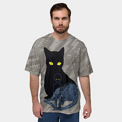 Футболка оверсайз мужская Cat psycho 100 Моб Психо 100 Z, цвет: 3D-принт — фото 2