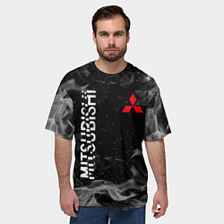 Футболка оверсайз мужская MITSUBISHI ОГОНЬ, цвет: 3D-принт — фото 2