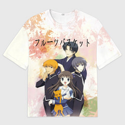 Футболка оверсайз мужская Корзинка фруктов персонажи, цвет: 3D-принт