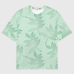 Футболка оверсайз мужская Зеленые листья, цвет: 3D-принт
