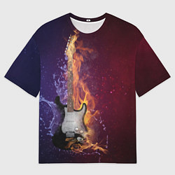 Мужская футболка оверсайз Гитара - Огонь и вода