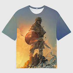 Футболка оверсайз мужская Винланд стоит на скале сага, цвет: 3D-принт