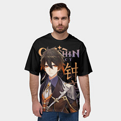 Футболка оверсайз мужская Чжун Ли, Genshin Impact, цвет: 3D-принт — фото 2