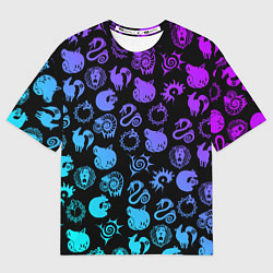 Мужская футболка оверсайз 7 СМЕРТНЫХ ГРЕХОВ НЕОН ЭМБЛЕМЫ