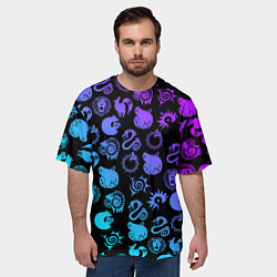 Футболка оверсайз мужская 7 СМЕРТНЫХ ГРЕХОВ НЕОН ЭМБЛЕМЫ, цвет: 3D-принт — фото 2