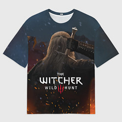 Футболка оверсайз мужская Опасный Ведьмак с мечом, цвет: 3D-принт