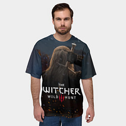 Футболка оверсайз мужская Опасный Ведьмак с мечом, цвет: 3D-принт — фото 2