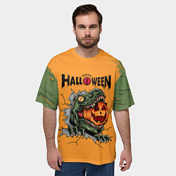 Футболка оверсайз мужская Т Рекс с тыквой в пасте, цвет: 3D-принт — фото 2
