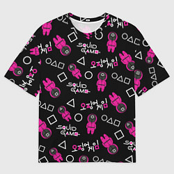 Футболка оверсайз мужская Игра в кальмара: Паттерн, цвет: 3D-принт