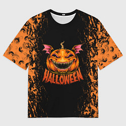 Футболка оверсайз мужская Веселая тыква на хеллоуин, цвет: 3D-принт