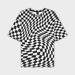 Мужская футболка оверсайз Черно-белая клетка Black and white squares