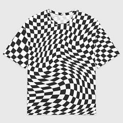 Мужская футболка оверсайз Черно-белая клетка Black and white squares