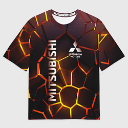 Футболка оверсайз мужская Митсубиси подсветка 3D плит, цвет: 3D-принт