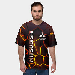 Футболка оверсайз мужская Митсубиси подсветка 3D плит, цвет: 3D-принт — фото 2