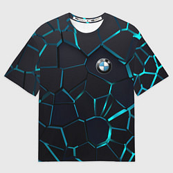 Футболка оверсайз мужская BMW 3D плиты с подсветкой, цвет: 3D-принт
