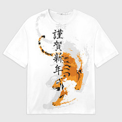 Футболка оверсайз мужская Китайский тигр, цвет: 3D-принт