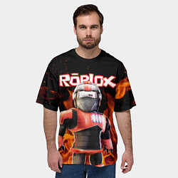 Футболка оверсайз мужская ROBLOX FIRE РОБЛОКС ОГОНЬ ПОЖАРНЫЙ, цвет: 3D-принт — фото 2