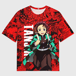 Мужская футболка оверсайз Танджиро Камадо ,Клинок, рассекающий демонов