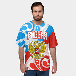 Футболка оверсайз мужская Россия! Герб, цвет: 3D-принт — фото 2