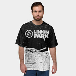 Футболка оверсайз мужская Линкин Парк Лого Рок ЧБ Linkin Park Rock, цвет: 3D-принт — фото 2