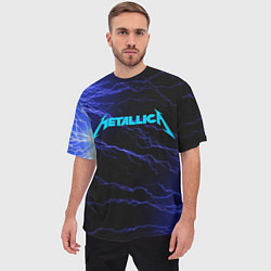 Футболка оверсайз мужская METALLICA BLUE FLASH МЕТАЛЛИКА СИНИЕ МОЛНИИ, цвет: 3D-принт — фото 2