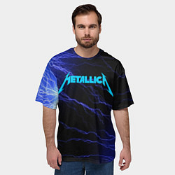 Футболка оверсайз мужская METALLICA BLUE FLASH МЕТАЛЛИКА СИНИЕ МОЛНИИ, цвет: 3D-принт — фото 2