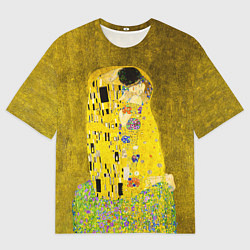 Мужская футболка оверсайз Влюблённые поцелуй художник Климт