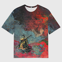 Футболка оверсайз мужская Sekiro Самурай против дракона, цвет: 3D-принт