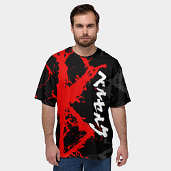 Футболка оверсайз мужская БЕРСЕРК КРАСНОЕ КЛЕЙМО ИЕРОЛГИФЫ, цвет: 3D-принт — фото 2