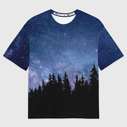 Мужская футболка оверсайз НОЧНОЙ ЛЕС И ЗВЕЗДЫ