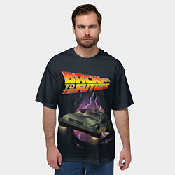 Футболка оверсайз мужская ДЕЛОРЕАН СКВОЗЬ ТКАНЬ, цвет: 3D-принт — фото 2