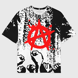 Футболка оверсайз мужская АНАРХИЯ РЕВОЛЮЦИЯ,, цвет: 3D-принт