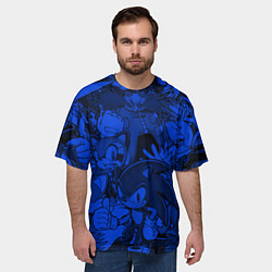 Футболка оверсайз мужская SONIC BLUE PATTERN СИНИЙ ЁЖ, цвет: 3D-принт — фото 2