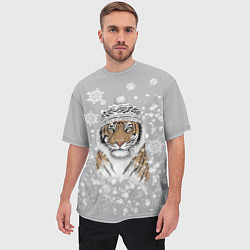 Футболка оверсайз мужская Снежный тигр, цвет: 3D-принт — фото 2