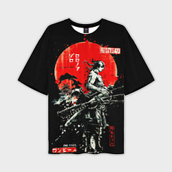 Мужская футболка оверсайз Ван пис зоро самурай на черном фоне
