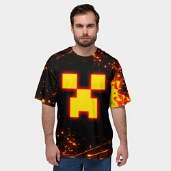 Футболка оверсайз мужская ОГНЕННЫЙ КРИПЕР, МАЙНКРАФТ, цвет: 3D-принт — фото 2