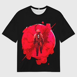 Футболка оверсайз мужская Космонавт на кровавой луне, цвет: 3D-принт