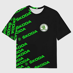 Мужская футболка оверсайз SKODA LINE LOGO STYLE GREEN