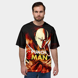 Футболка оверсайз мужская Огненный Сайтама One Punch-Man, цвет: 3D-принт — фото 2