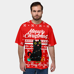 Футболка оверсайз мужская MEOW CHRISTMAS, цвет: 3D-принт — фото 2