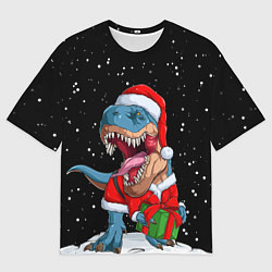 Футболка оверсайз мужская Новогодний Динозавр, цвет: 3D-принт