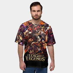 Футболка оверсайз мужская LEAGUE OF LEGENDS НЕОН БРЫЗГИ КРАСОК, цвет: 3D-принт — фото 2